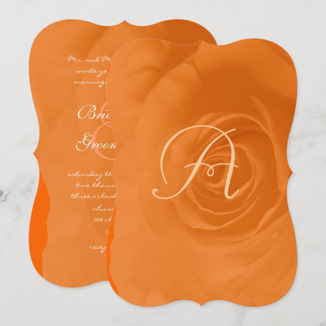 Elegante Naranja Coral Rosa Invitación a la boda (Anverso / Reverso)