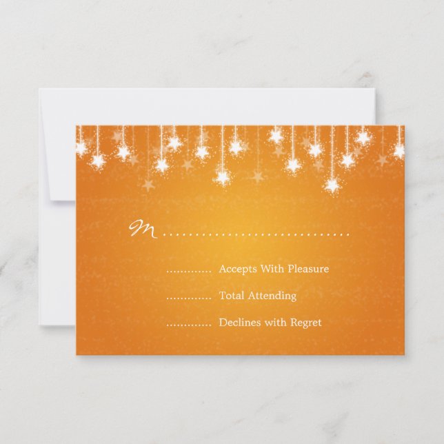 Elegante Naranja de Bodas RSVP Shimmering Stars (Anverso)