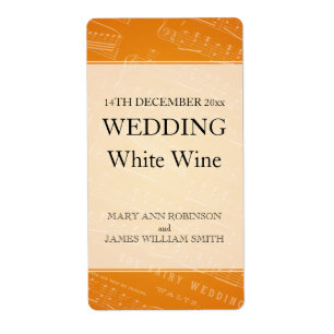 Elegante Naranja de Música de Hoja de Etiqueta de