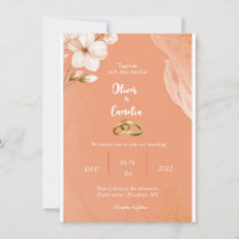 Elegante naranja e invitación a la boda de oro