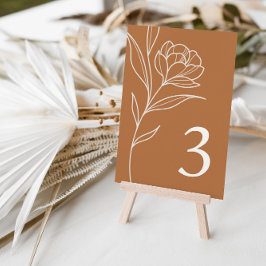 Elegante Naranja floral Boda Número de tarjetas