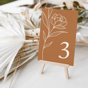 Elegante Naranja floral Boda Número de tarjetas