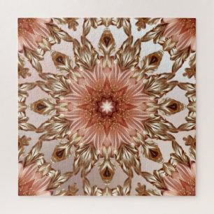 Elegante Naranja Peach Floral Jigsaw Puzzle