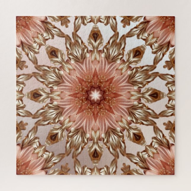 Elegante Naranja Peach Floral Jigsaw Puzzle (Vertical)
