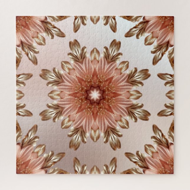 Elegante Naranja Peach Floral Jigsaw Puzzle (Vertical)