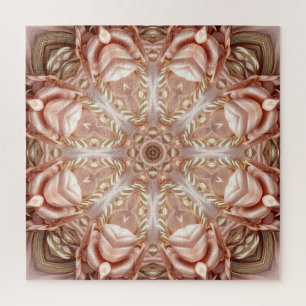 Elegante Naranja Peach Floral Jigsaw Puzzle