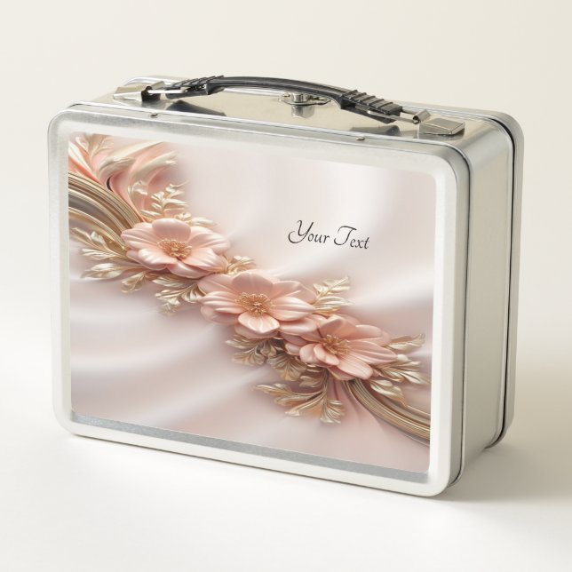 Elegante Naranja Peach Floral Lunchbox (Reverso)