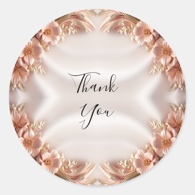 Elegante Naranja Peach Floral Pegatina (Anverso)