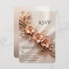 Elegante Naranja Peach Floral RSVP Card