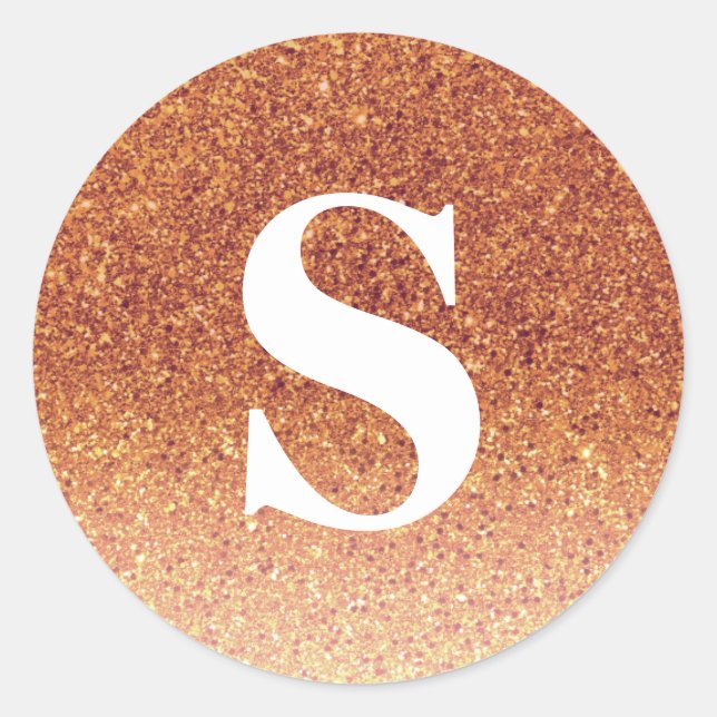 Elegante Naranja Purpurina Monograma Sello para so (Anverso)