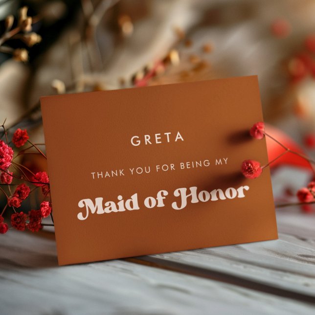 Elegante Naranja quemada Maid de honor tarjeta de  (Subido por el creador)