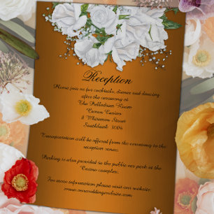 Elegante Naranja y recepción de boda floral blanca