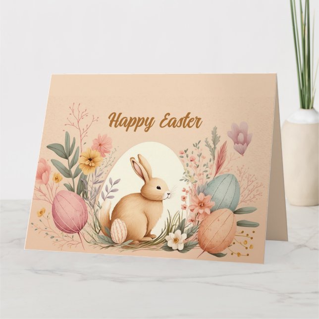 Elegante naranja y tarjeta rosa de Pascua (Anverso)
