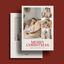 Elegante Navidad 5 Foto Blanco Marfil Rojo