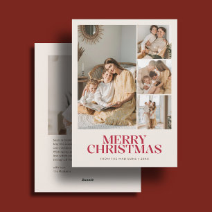 Elegante Navidad 5 Foto Blanco Marfil Rojo