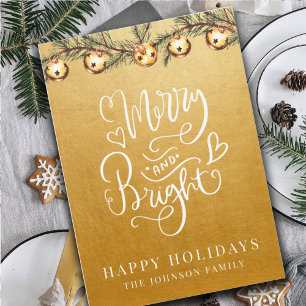 Elegante Navidad Alegre y Brillante con Hoja de Or