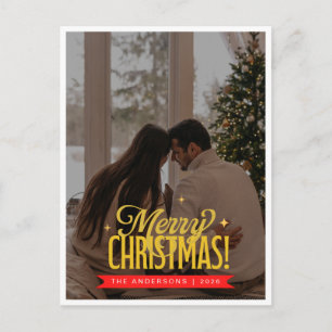 Elegante Navidad con Letra Dorada en Foto Completa