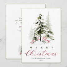 Elegante Navidad con Pinos Acuarela