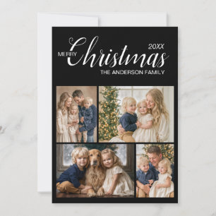 Elegante Navidad con varias fotos en marfil negro
