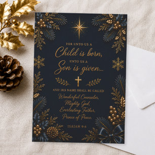 Elegante Navidad Cristiana Navy Gold Isaías 9:6