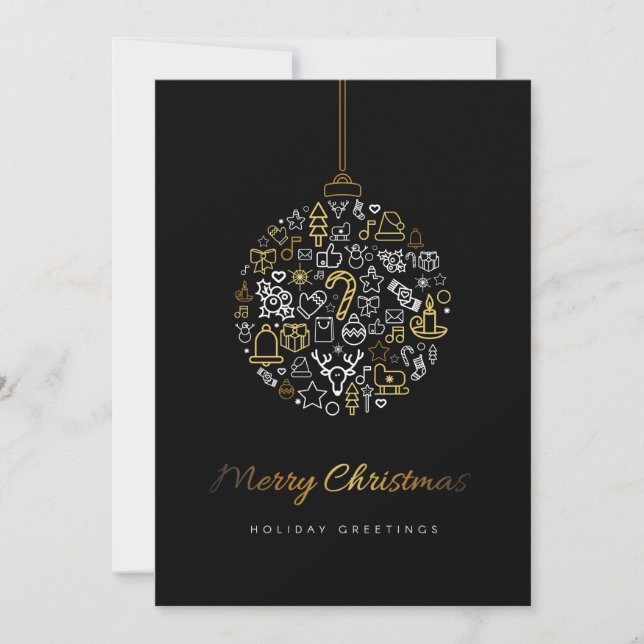 Elegante Navidad de Oro y Feliz Negro (Anverso)