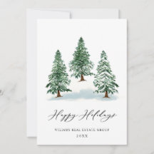 Elegante Navidad de Pino Árbol Saludo Corporativo