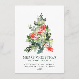 Elegante Navidad de Pino Árbol Saludo Corporativo