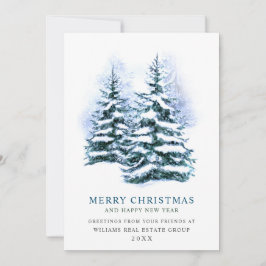 Elegante Navidad de Pino Árbol Saludo Corporativo
