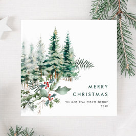 Elegante Navidad de Pino Árbol Saludo Corporativo