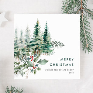 Elegante Navidad de Pino Árbol Saludo Corporativo