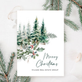 Elegante Navidad de Pino Árbol Saludo Corporativo