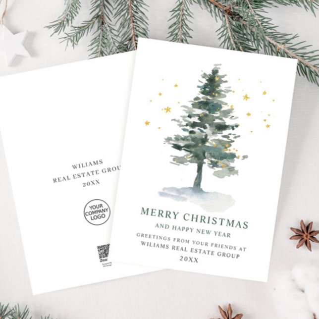 Elegante Navidad de Pino Árbol Saludo Corporativo (Subido por el creador)
