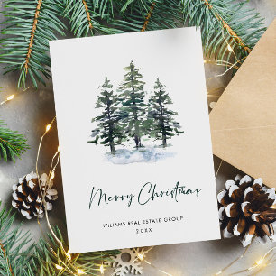 Elegante Navidad de Pino Árbol Saludo Corporativo