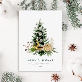 Elegante Navidad de Pino Árbol Saludo Corporativo