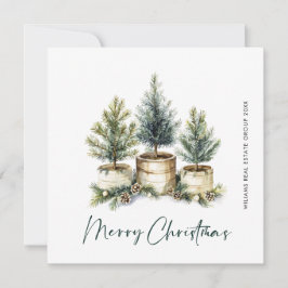 Elegante Navidad de Pino Árbol Saludo Corporativo
