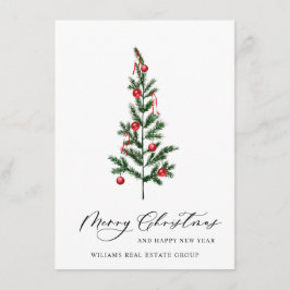 Elegante Navidad de Pino Árbol Saludo Corporativo