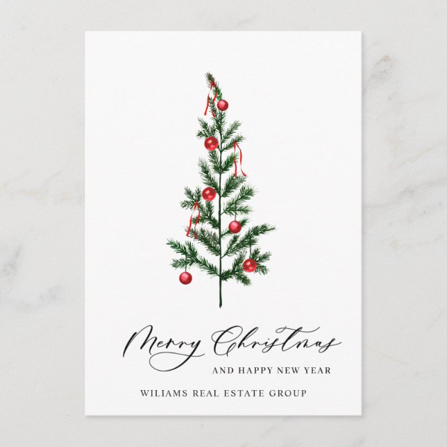 Elegante Navidad de Pino Árbol Saludo Corporativo (Anverso)