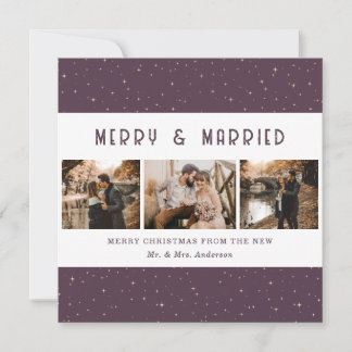 Elegante Navidad de Púrpura Dorada Alegre y Casada