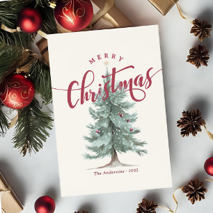 Elegante Navidad Feliz Navidad Escritura Árbol Rús