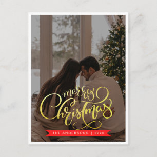 Elegante Navidad Minimalista Foto de Familia Mod