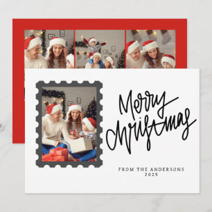 Elegante Navidad Minimalista Foto de Familia Mod