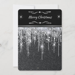 Elegante Navidad Minimalista Negro Plateado Brilla