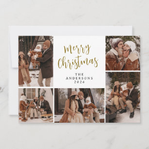 Elegante Navidad moderno Familia 5 Photo Holiday C