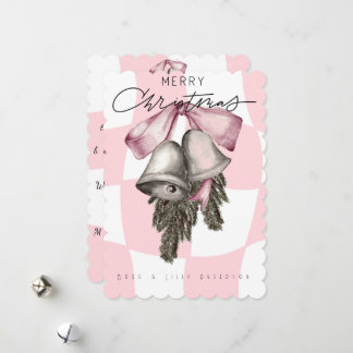 Elegante Navidad Retro Plaid Rosa Vintage