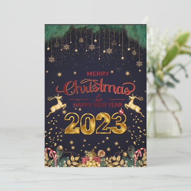 Elegante Navidad Roja Y Dorada 2023 (Anverso de pie)