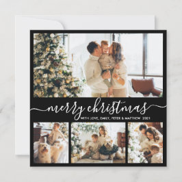 Elegante Navidad simple de 4 Collages de fotos Hol