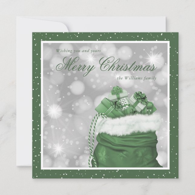 Elegante Navidad Verde de Nieve Feliz (Anverso)