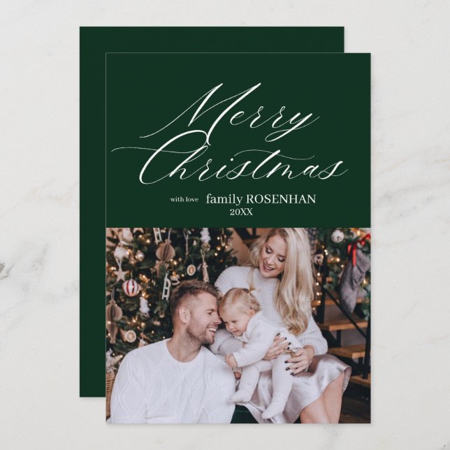 Elegante Navidad Verde Feliz (Anverso / Reverso)