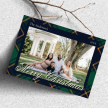 Elegante Navidad Verde Plaid Marítimo