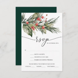 Elegante Navidades de acuarela Boda Tarjeta RSVP
